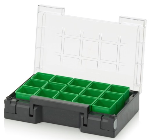 Assortimentbox 15 raster 5×3 (bakje groen 46x46x59mm)