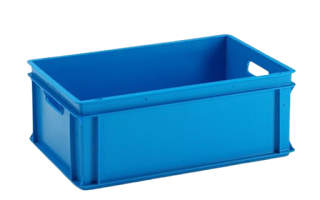 Engels Transport bak E-line, 600x400x220 blauw open handgreep